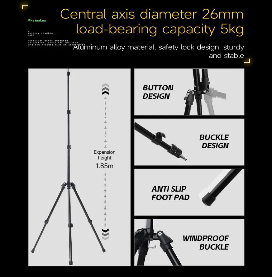 PHOTOOLEX 1.85m Foldable Aluminum Alloy Stand - Photoolex