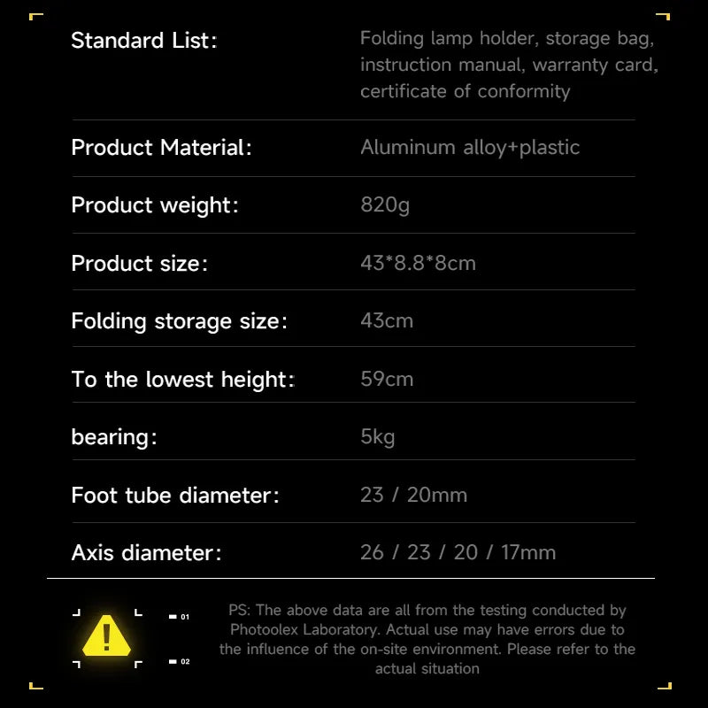 PHOTOOLEX 1.85m Foldable Aluminum Alloy Stand - Photoolex