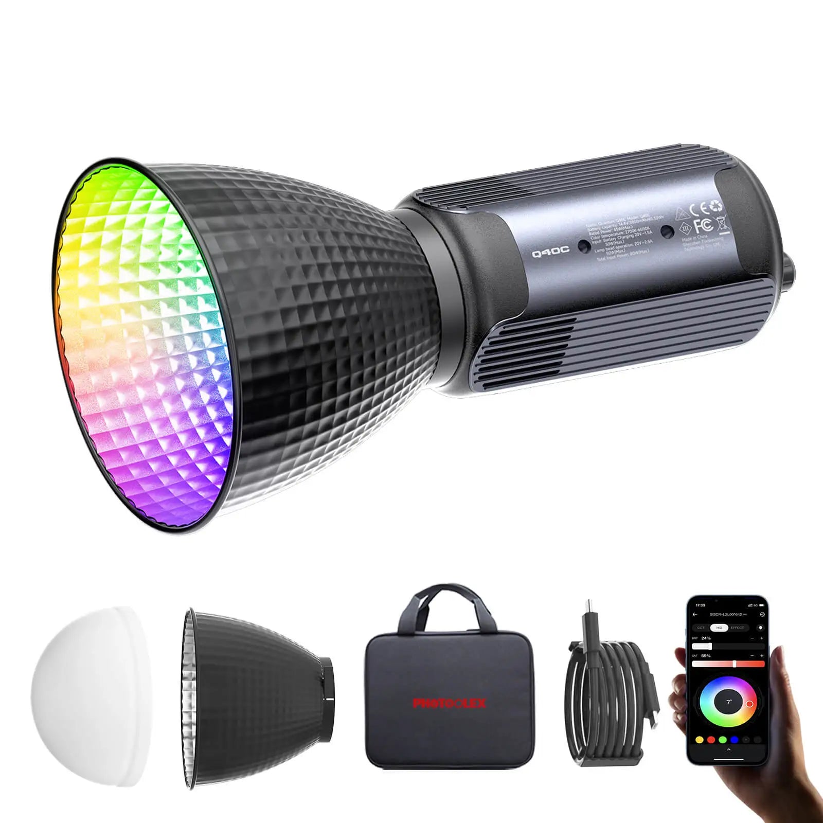PHOTOOLEX Q40C 45W RGB LED Video Light - Photoolex