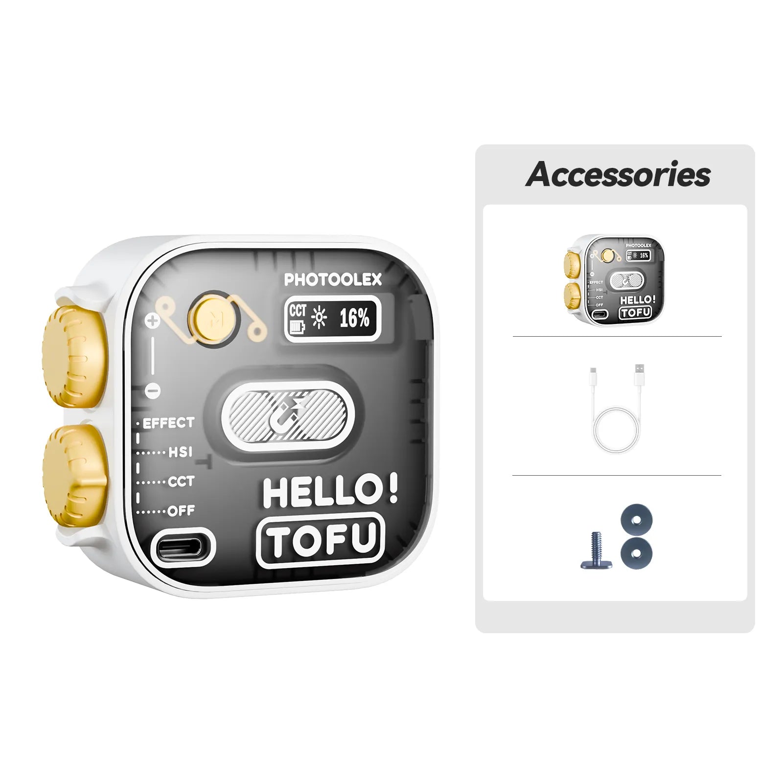 PHOTOOLEX Hello TOFU RGB Portable LED Camera Light - Photoolex