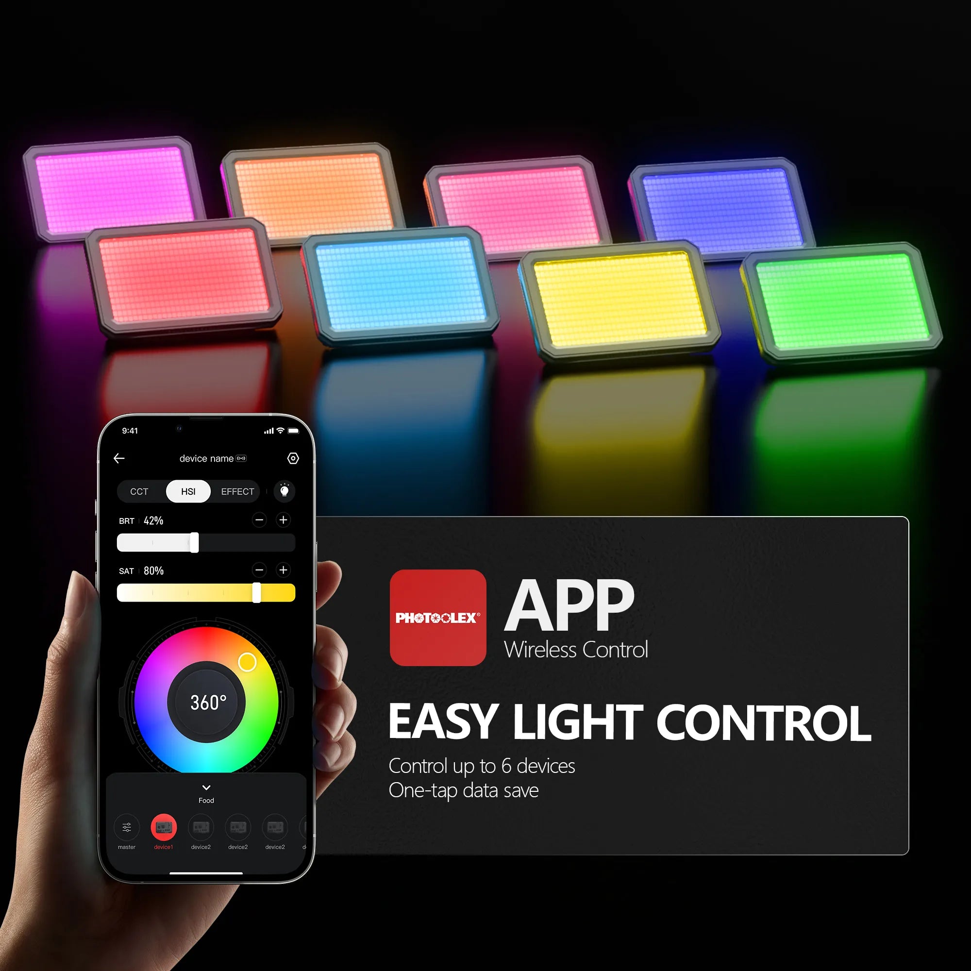 PHOTOOLEX Matrix 7 -7''Panel Light RGB