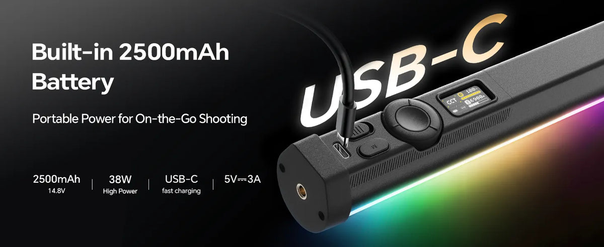 PHOTOOLEX B1200 built-in battery and USB-C charging