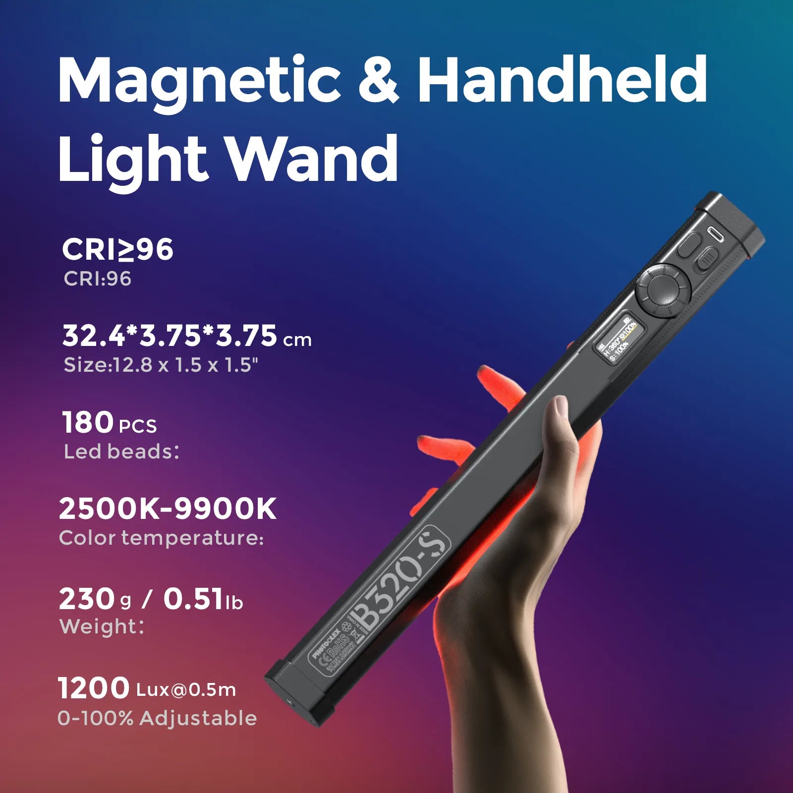 PHOTOOLEX   B320S RGB Magnetic Tube Light