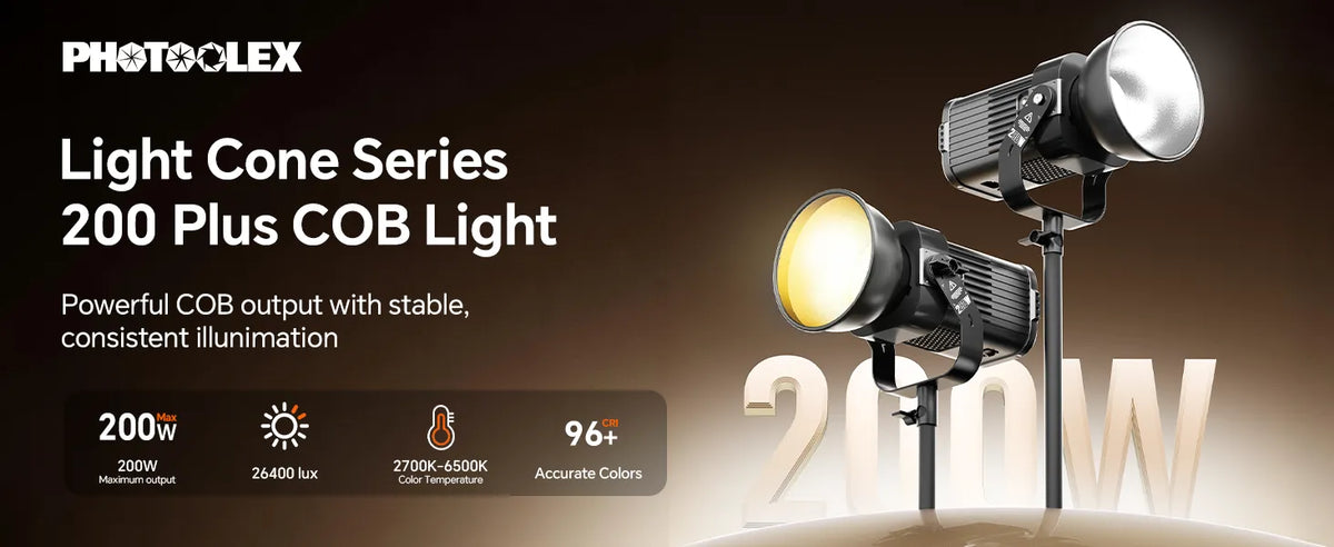 Photoolex PHOTOOLEX CONE 200W Plus COB Video Light | Studio Light – Photoolex
