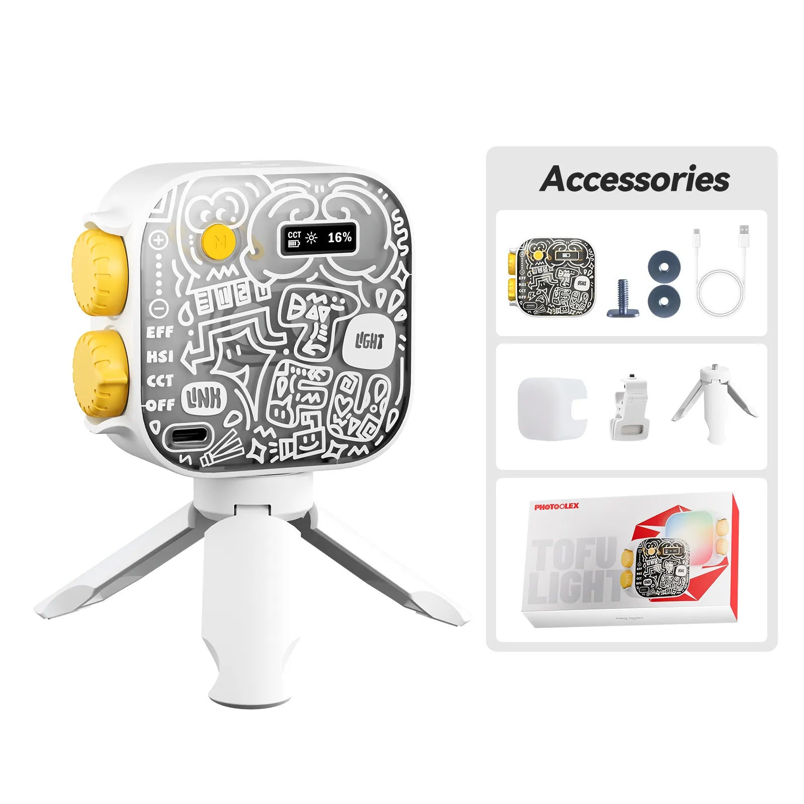PHOTOOLEX Hello TOFU RGB Portable LED Camera Light