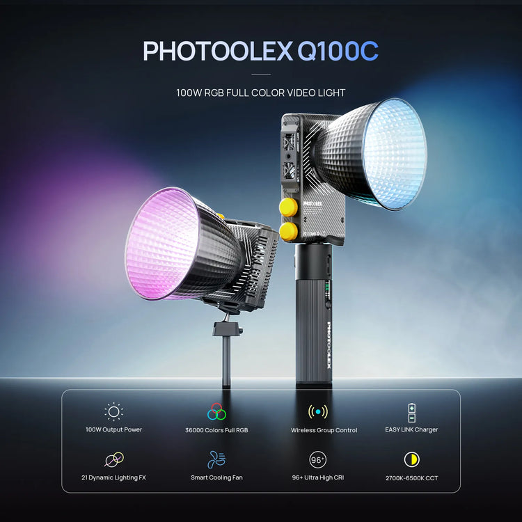PHOTOOLEX Q100C 100W RGB COB Light | Studio Video Light – Photoolex PHOTOOLEX Q100C 100W RGB COB Light | Studio Video Light – Photoolex