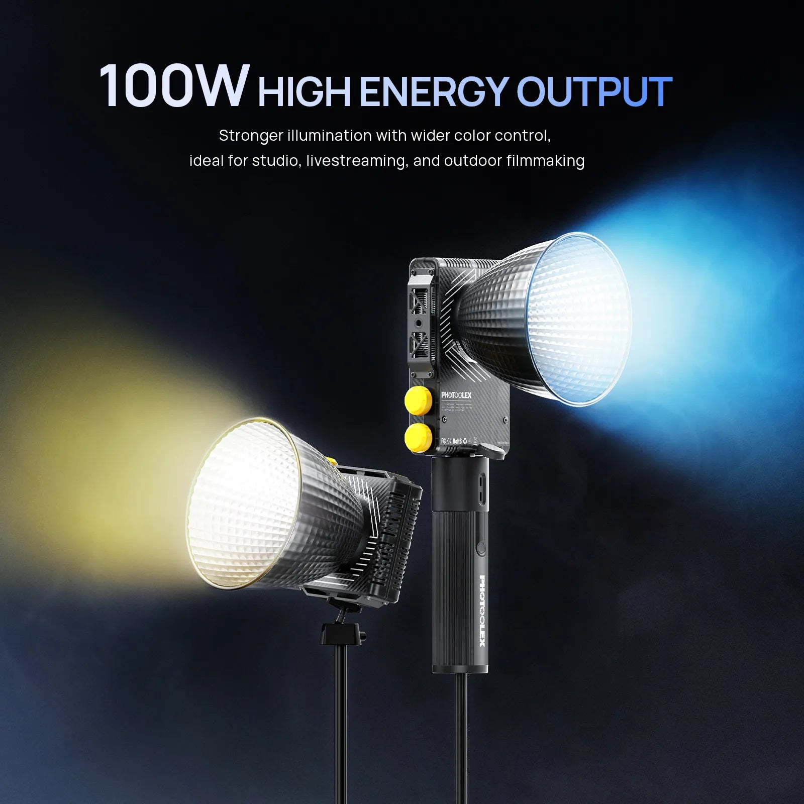 PHOTOOLEX Q100C 100W RGB COB Light - Photoolex