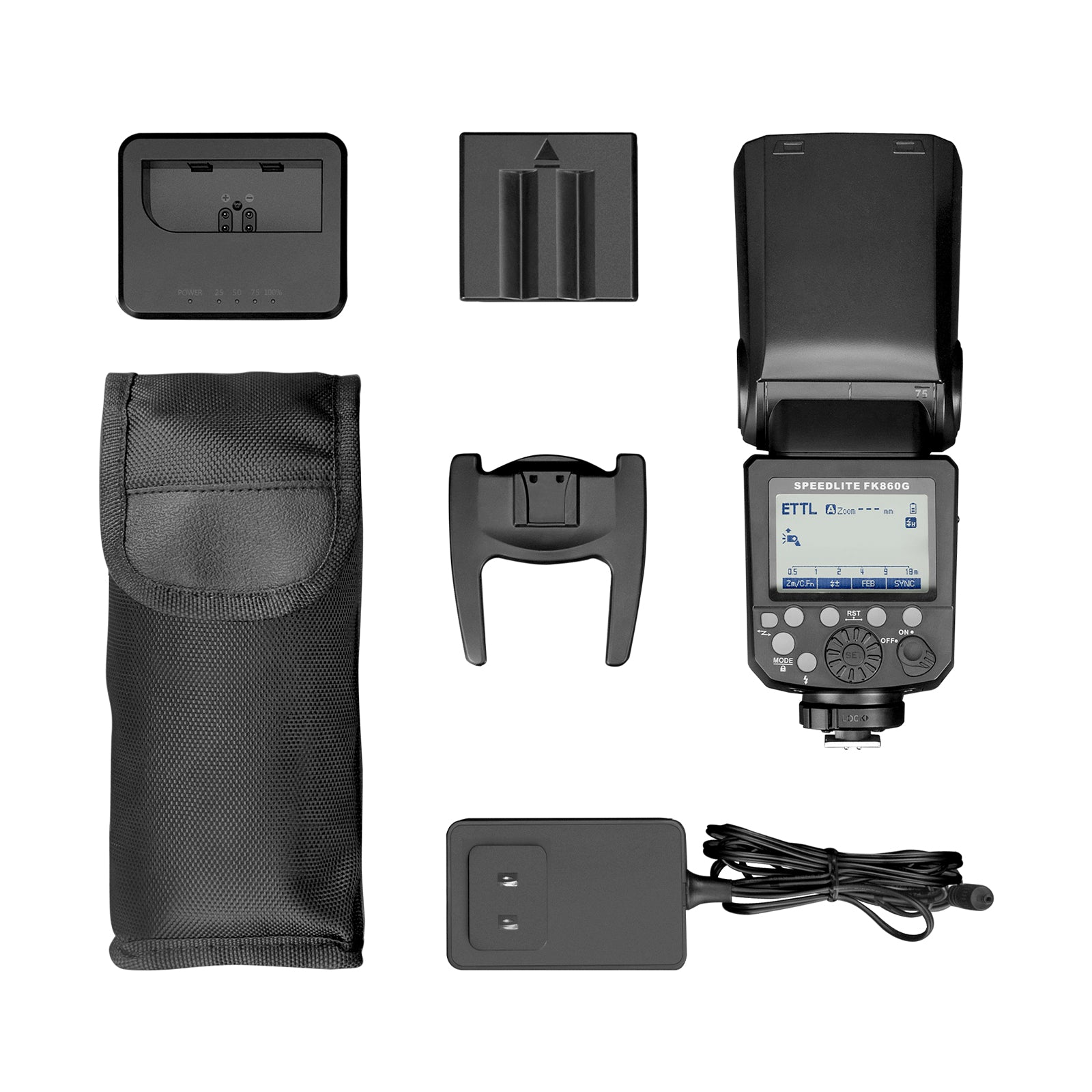 PHOTOOLEX FK860 Flash for Canon, 650 Full-Power Flashes, 2.4G HSS 1/8000s, 7.2V/2000mAh Battery, 1.5s Recycle, 10-Level LED Modeling Lamp - Photoolex