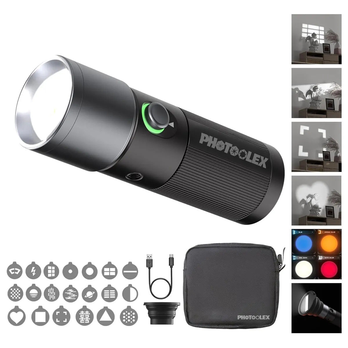 PHOTOOLEX 10W Photography Spotlight Four Colors