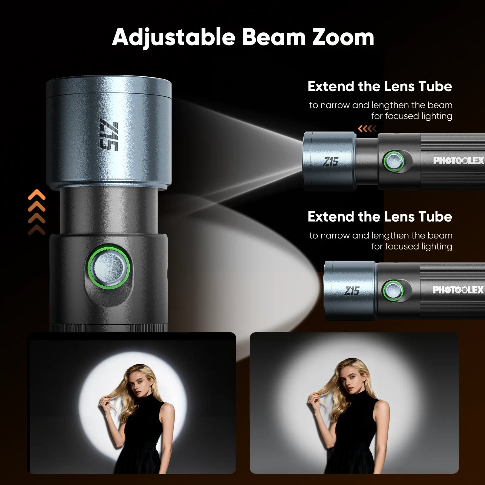 PHOTOOLEX Z15W Four Color Portable Spotlight - Photoolex