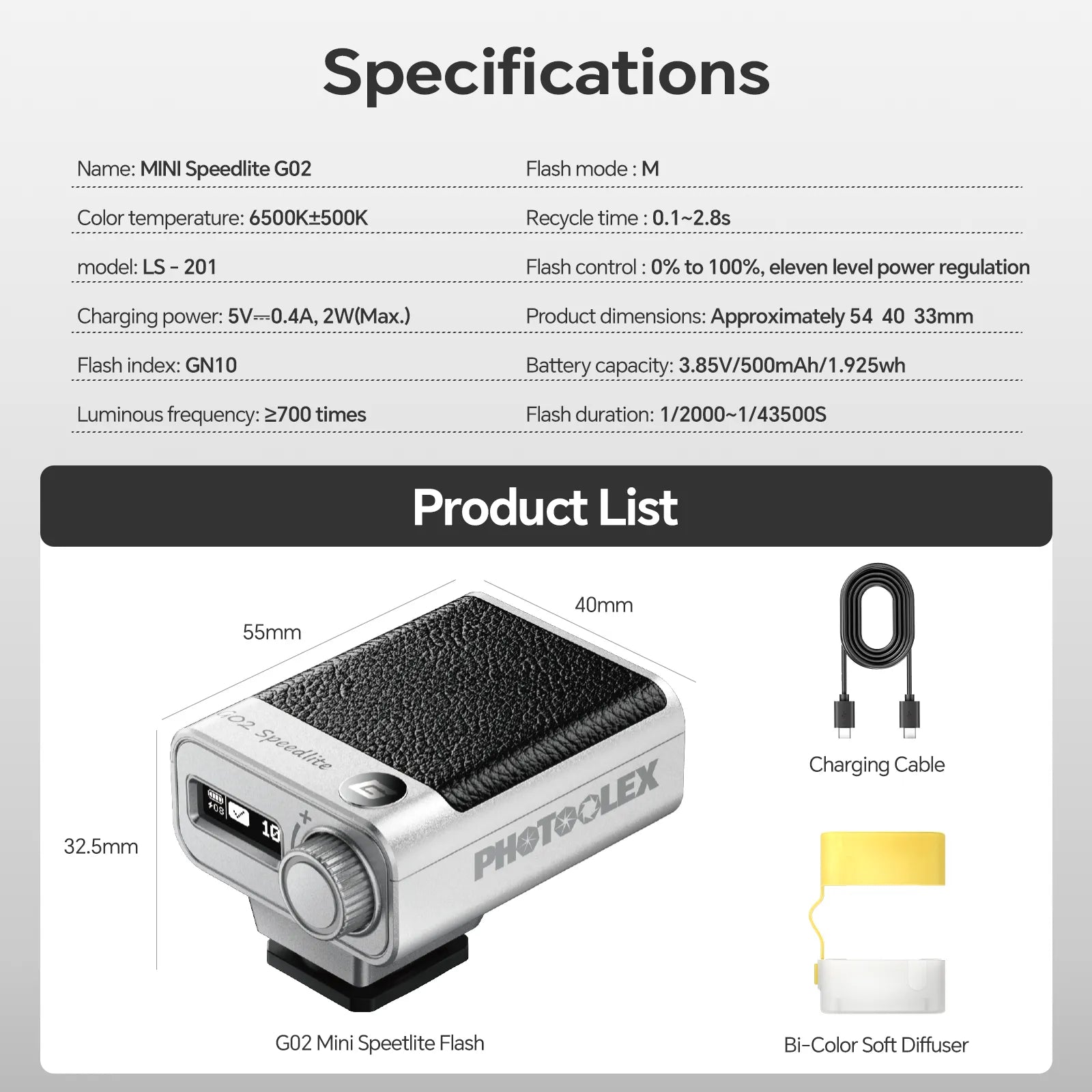 PHOTOOLEX G02 Mini Speedlite - Photoolex