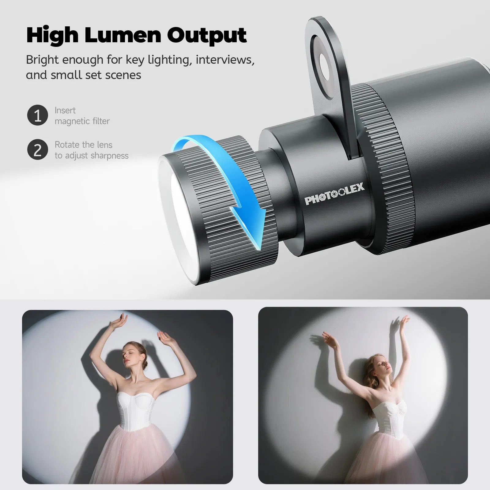 Photoolex PHOTOOLEX PRO 12W RGB Spotlight | Portable Gobo Light – Photoolex