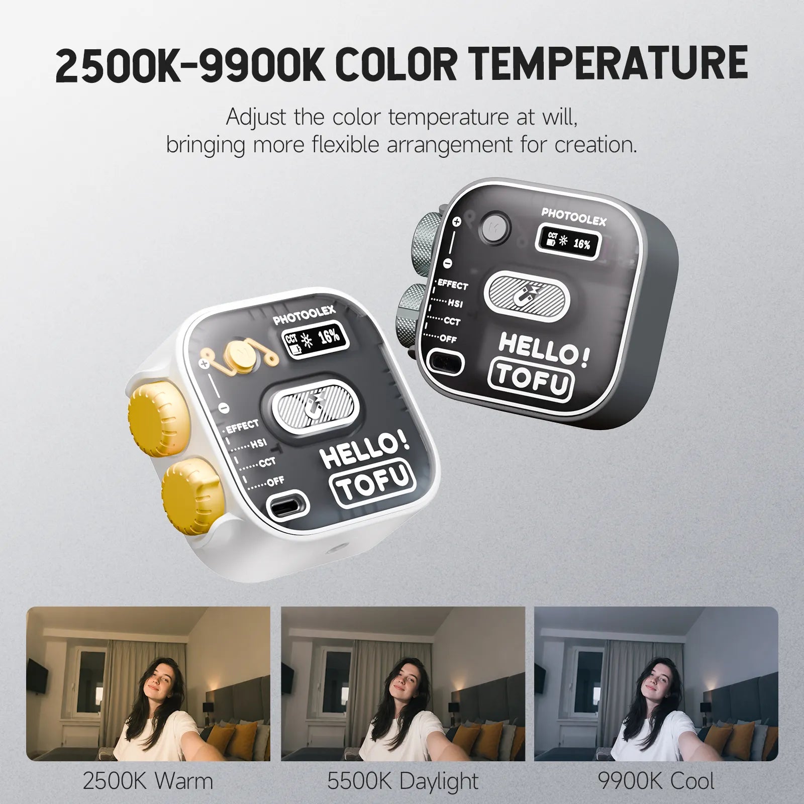 PHOTOOLEX Hello TOFU RGB Portable LED Camera Light