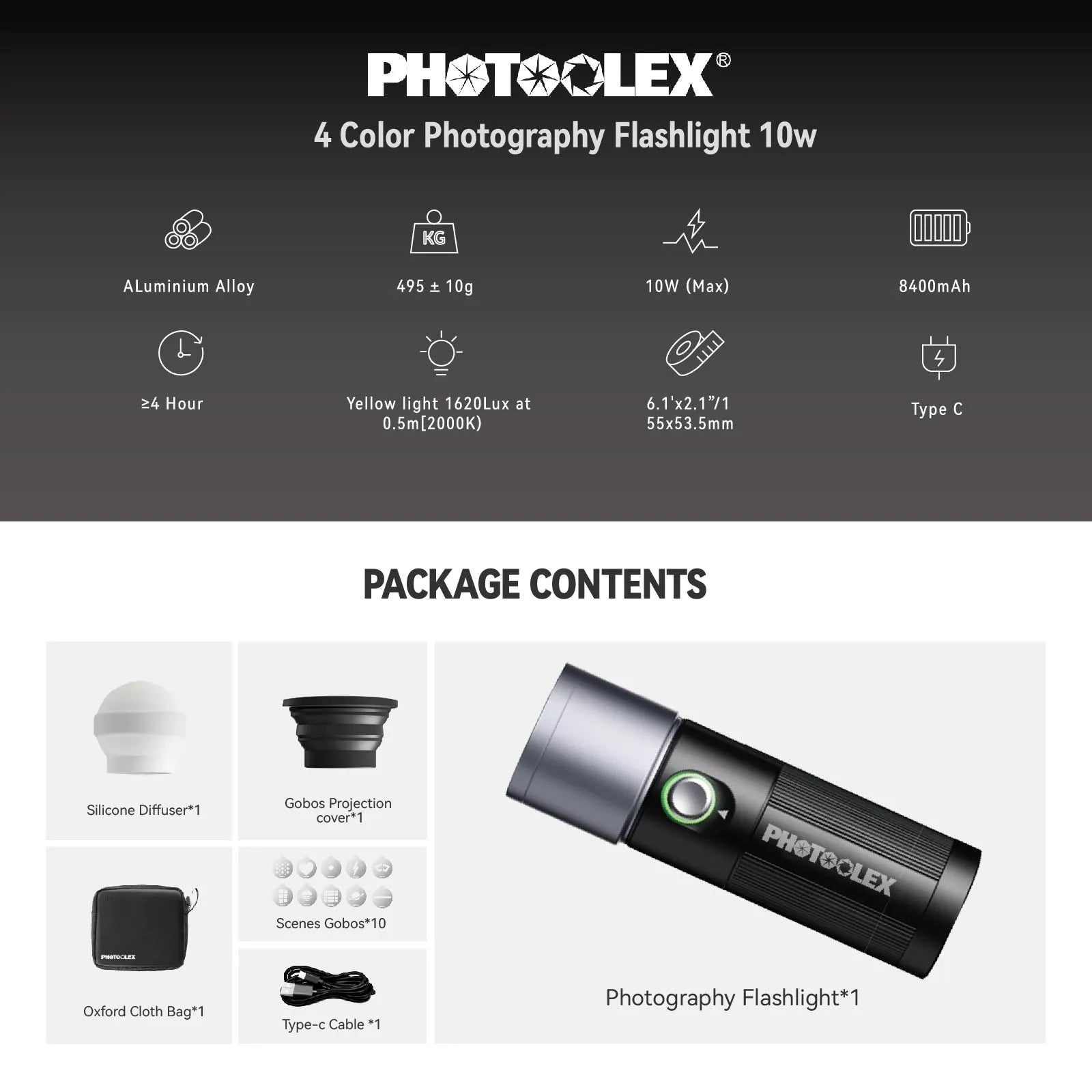 PHOTOOLEX  Magnetic Gobos Four Colors Photography Spotlight 10W